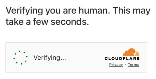 Image of a typical legitimate Cloudflare verification screen